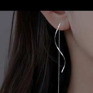 S Shape Design Simple Tassel Threader Earrings